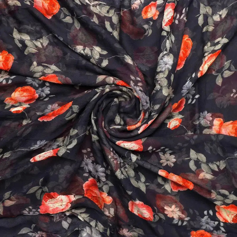 Elegant Floral Over Black Base Digital Printed Fabric – pch 0 0ta06659p1 96 elegant floral over black base digital printed fabric 1