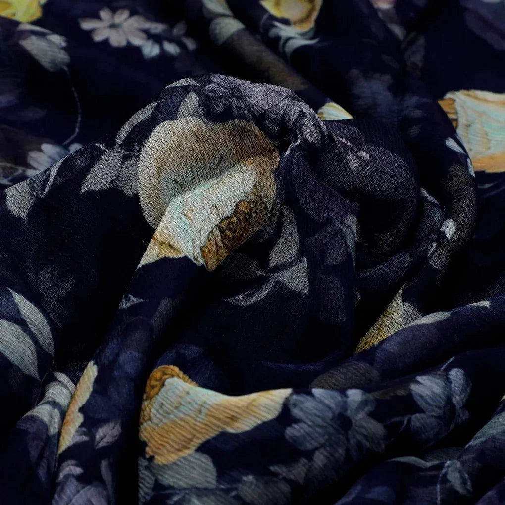 Elegant Floral Over Blue Base Digital Printed Fabric – pch 0 0ta06659p3 96 elegant floral over blue base digital printed fabric 3