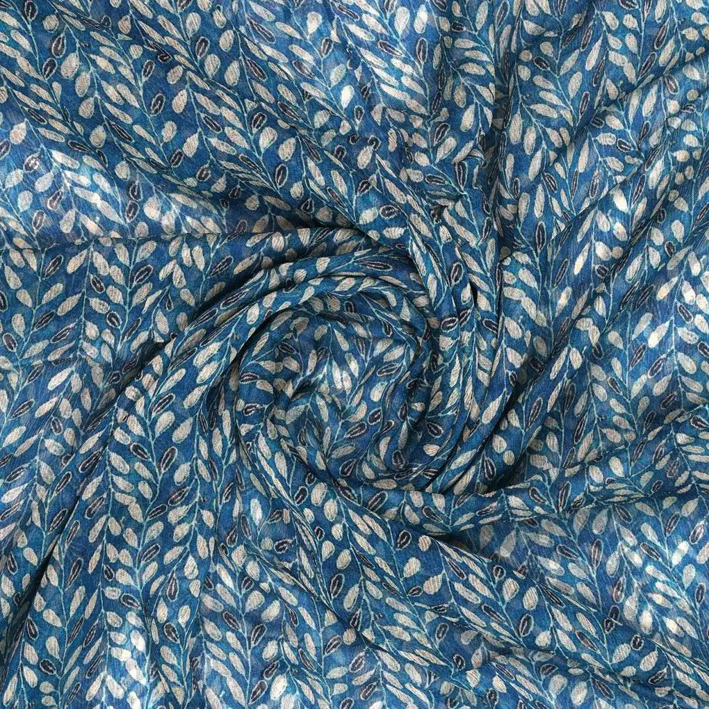 Beautiful Valley Of Leaves With Blue Digital Printed Fabric - Pure Chiffon – pch 0 ma0323 96 beautiful valley of leaves with blue digital printed fabric pure chiffon 1