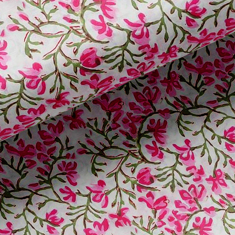 Pink Floral Ditzy Pattern Digital Printed Fabric - FAB VOGUE Studio®