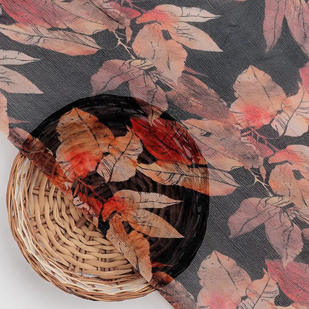Blue Leaves Printed Pure Chiffon Fabric – pch 0 ta010880 96 blue leaves printed pure chiffon fabric 2