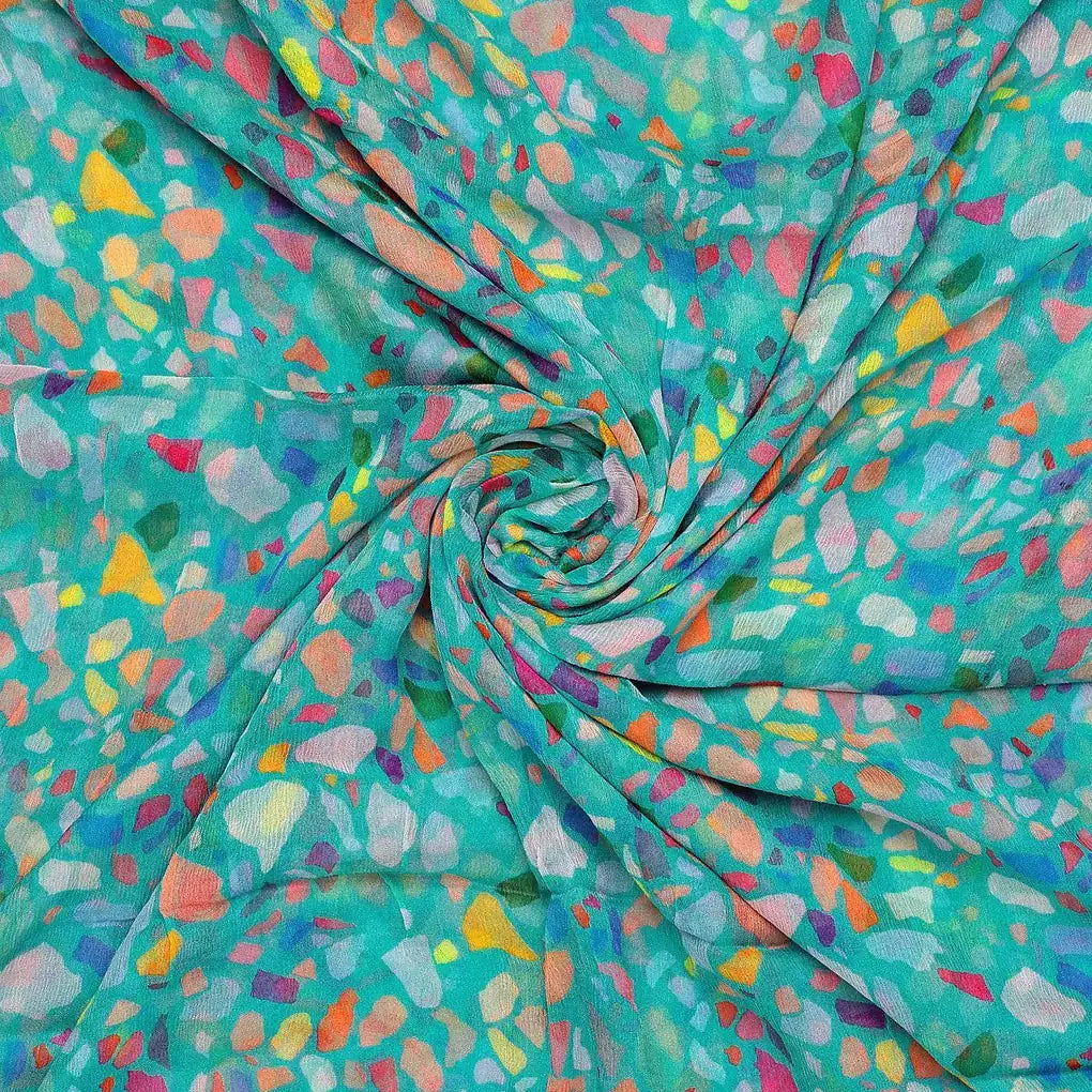 Medium Turquoise Abstract Printed Pure Chiffon Fabric – pch 0 ta010882 96 medium turquoise abstract printed pure chiffon fabric 1