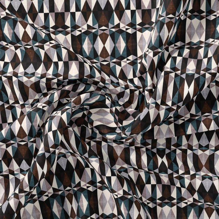 Seamless Lattice Multicolour Repeat Digital Printed Fabric - Pure Chiffon - FAB VOGUE Studio®