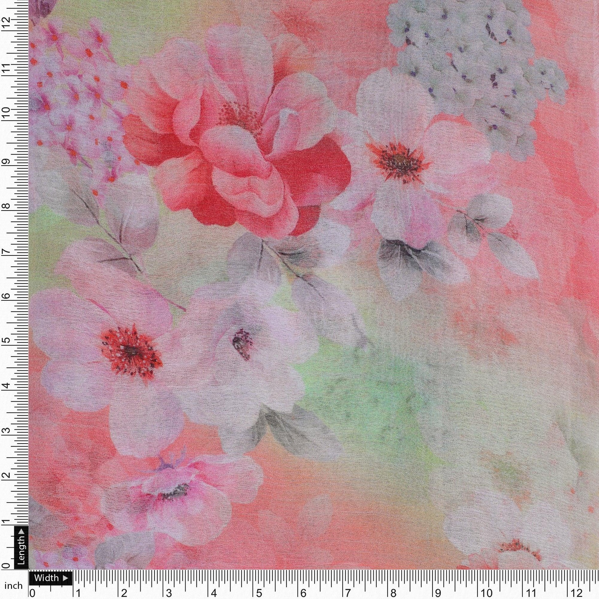 Multi-Color Floral Design Digital Printed Fabric - FAB VOGUE Studio®