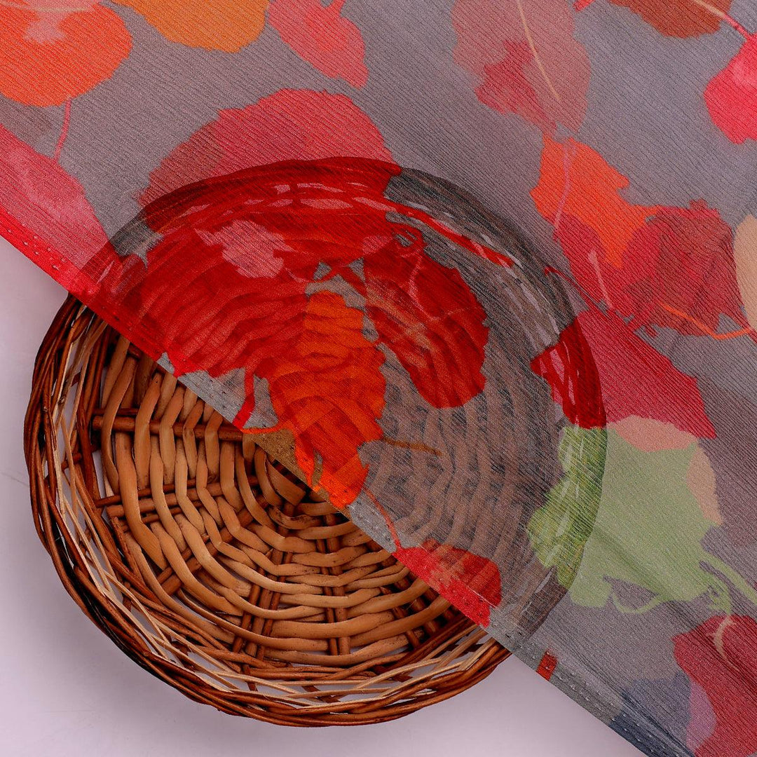 Watercolour Spotted Random Multicolour Flower Digital Printed Fabric - Pure Chiffon - FAB VOGUE Studio®