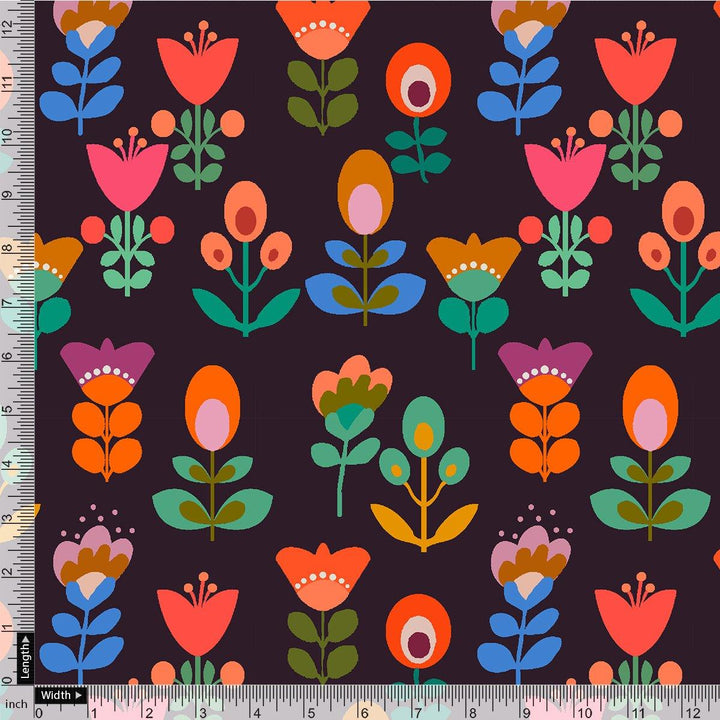 Sketchy Flowers Pattern Digital Printed Fabric - Pure Chiffon - FAB VOGUE Studio®