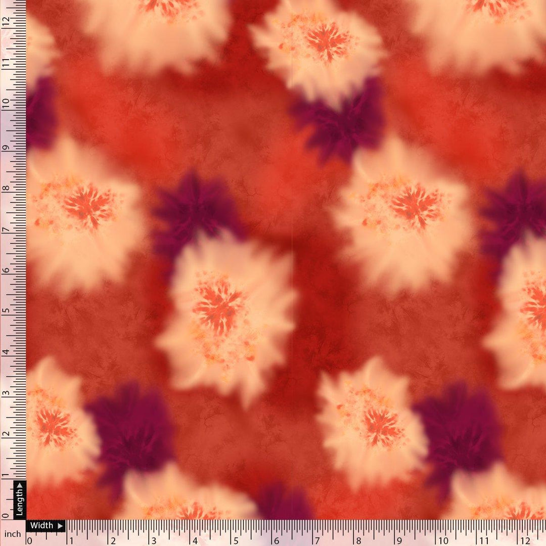 Spotted Orange And Purple Flower Digital Printed Fabric - Pure Chiffon - FAB VOGUE Studio®