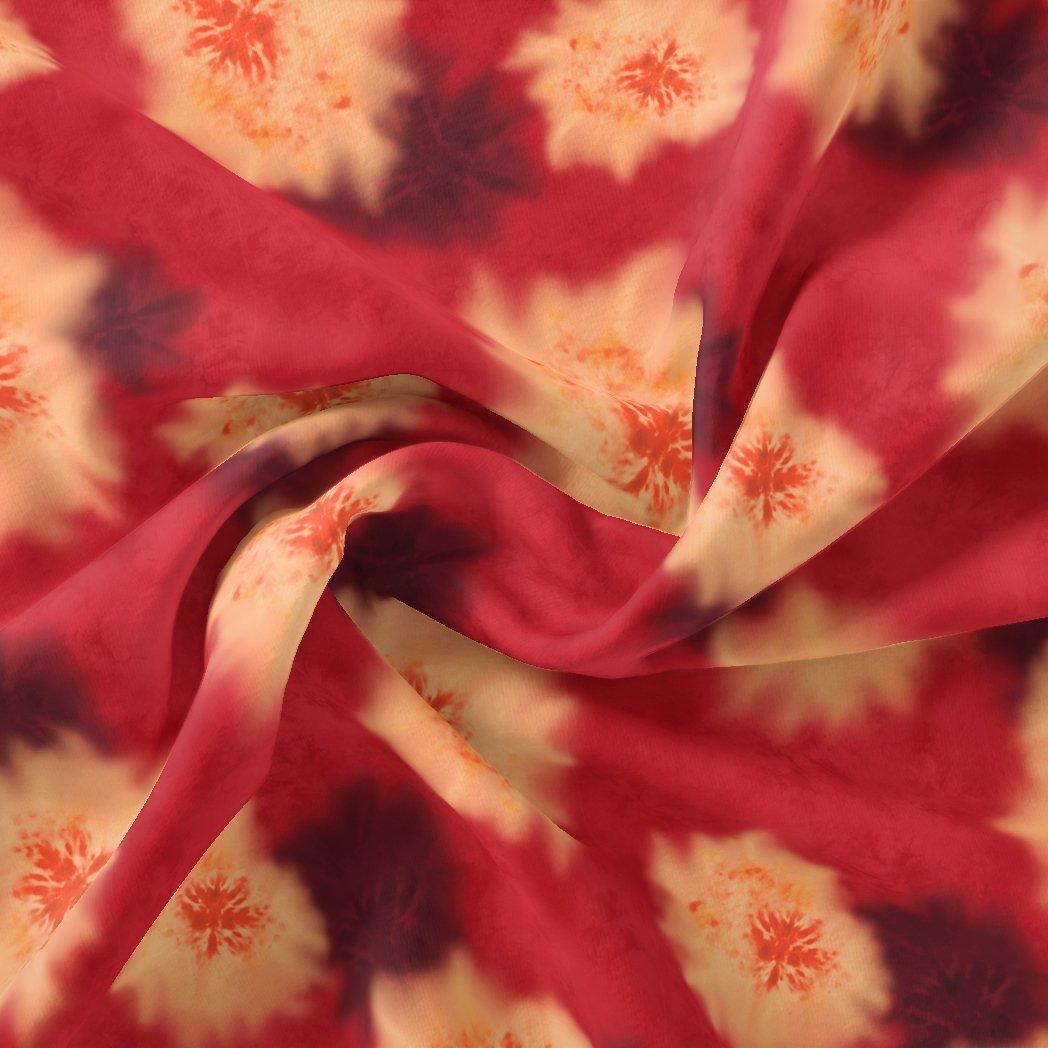 Spotted Red And Blackish Flower Digital Printed Fabric - Pure Chiffon - FAB VOGUE Studio®