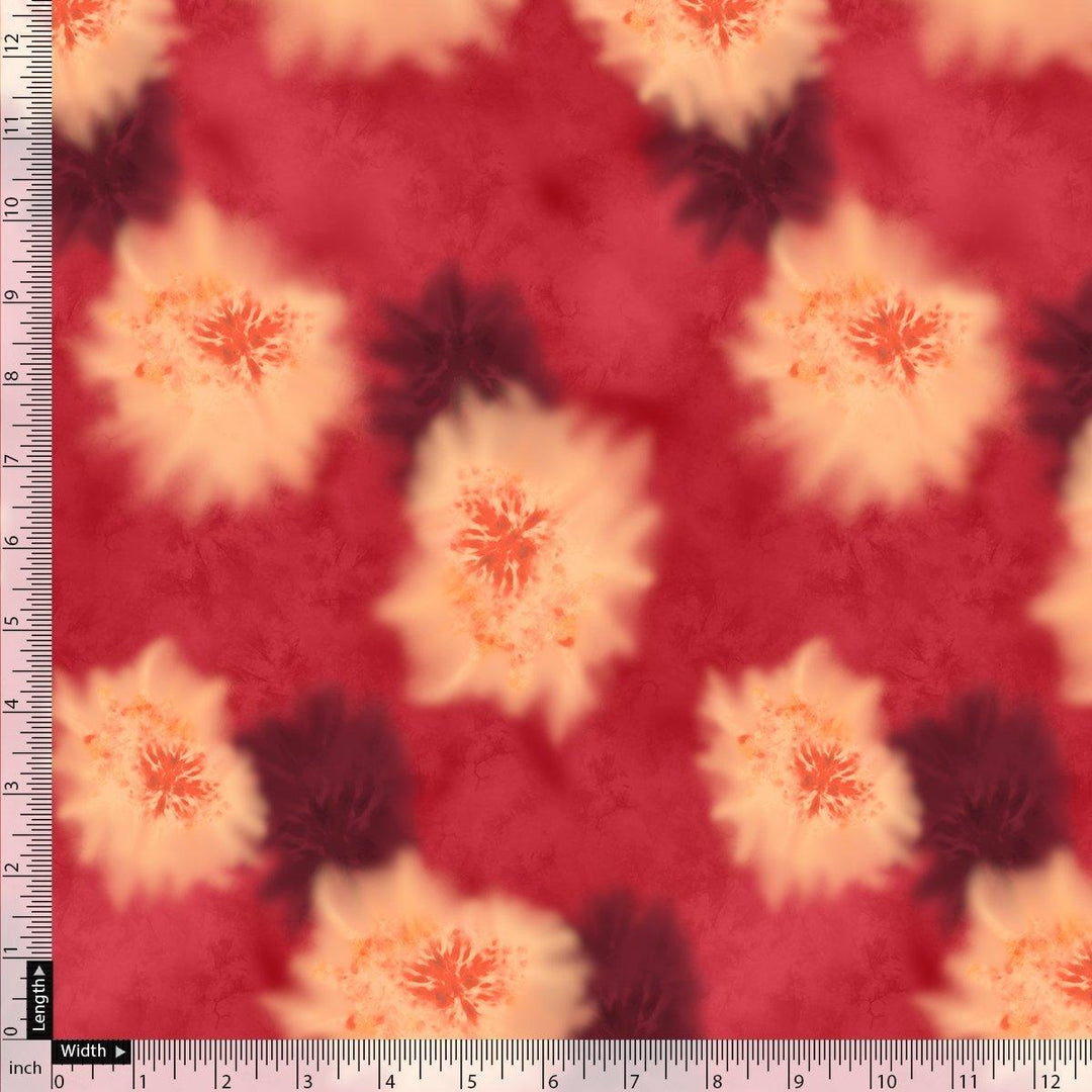 Spotted Red And Blackish Flower Digital Printed Fabric - Pure Chiffon - FAB VOGUE Studio®