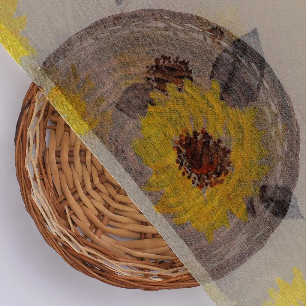 Morden Classic Yellow Sunflower Digital Printed Fabric - Pure Chiffon – pch 0 ta08303p 96 morden classic yellow sunflower digital printed fabric pure chiffon 2