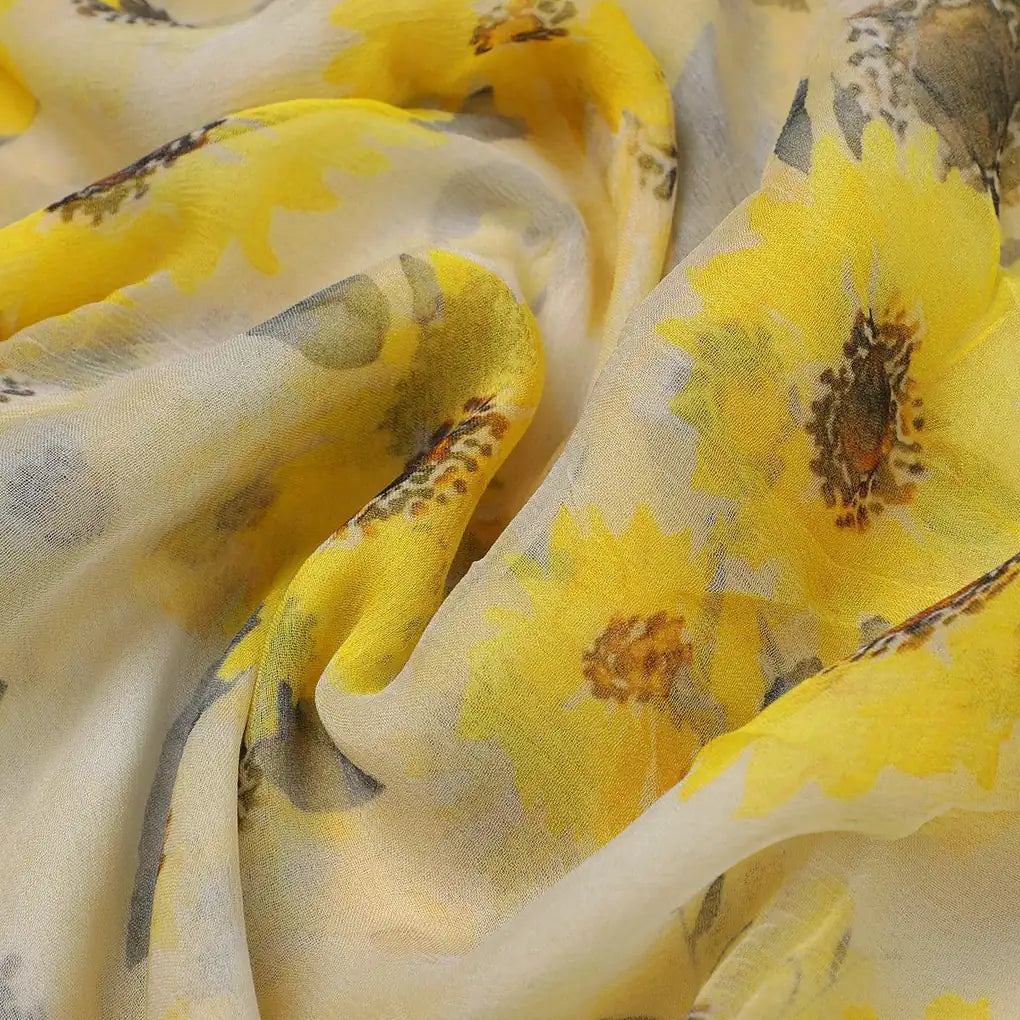 Morden Classic Yellow Sunflower Digital Printed Fabric - Pure Chiffon – pch 0 ta08303p 96 morden classic yellow sunflower digital printed fabric pure chiffon 3