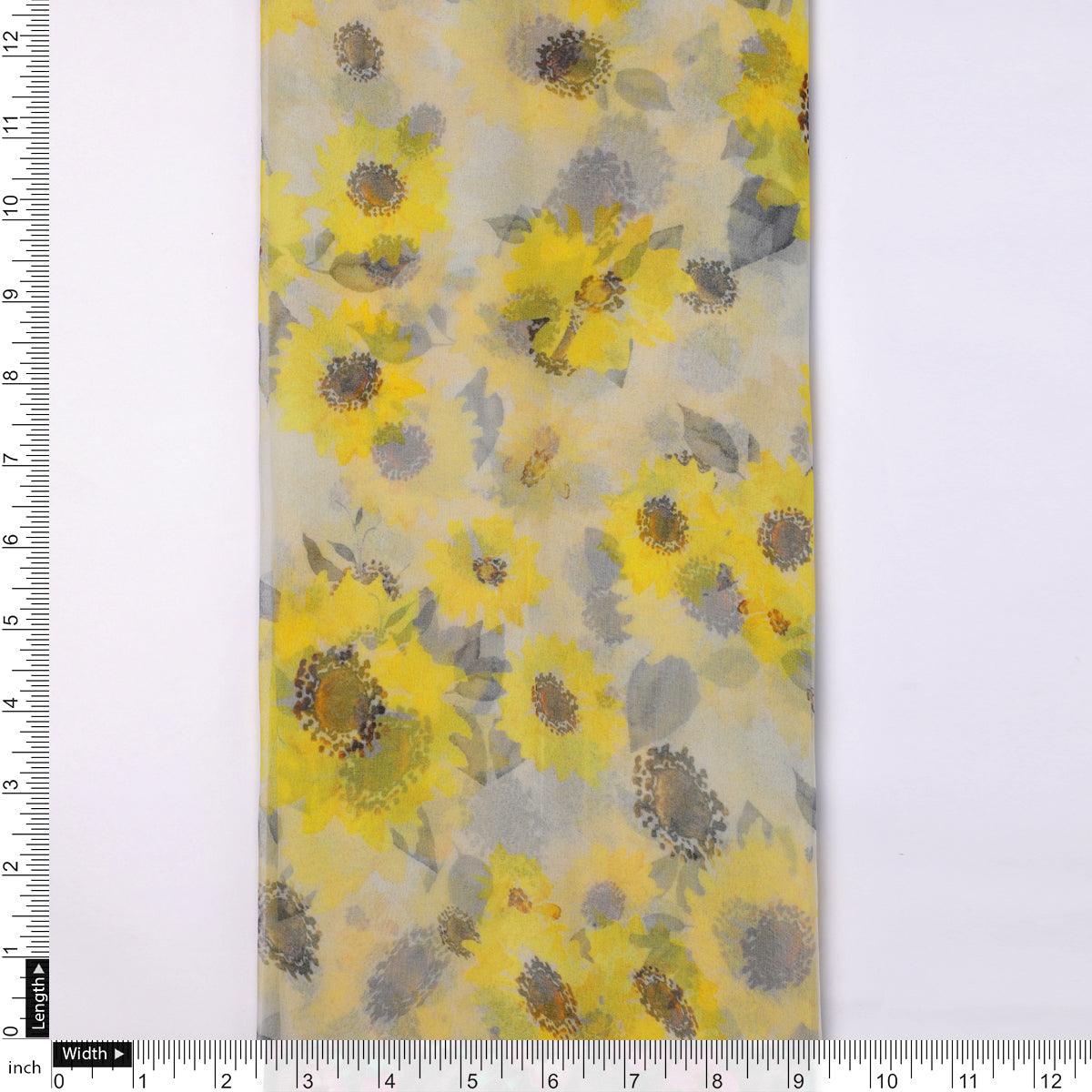 Morden Classic Yellow Sunflower Digital Printed Fabric - Pure Chiffon – pch 0 ta08303p 96 morden classic yellow sunflower digital printed fabric pure chiffon 4