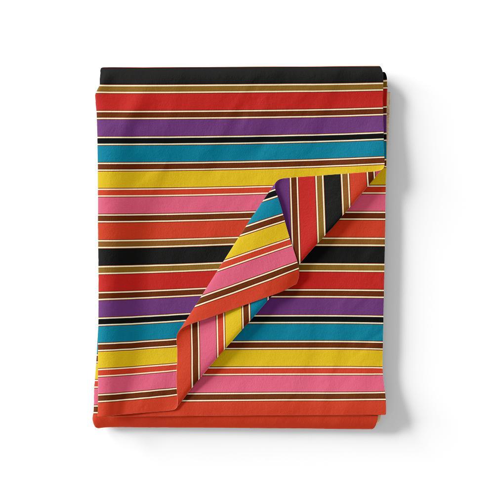 Coolest Regimental Strips Multicolour Digital Printed Fabric - Pure Chiffon - FAB VOGUE Studio®