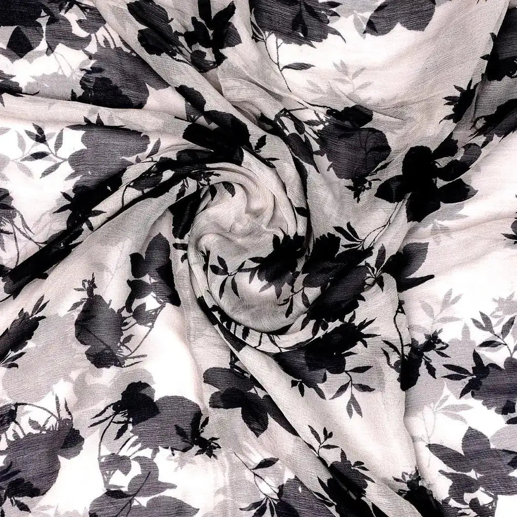 Black Floral Flower Digital Printed Fabric - Pure Chiffon – pch 0 ta08505 96 black floral flower digital printed fabric pure chiffon 1