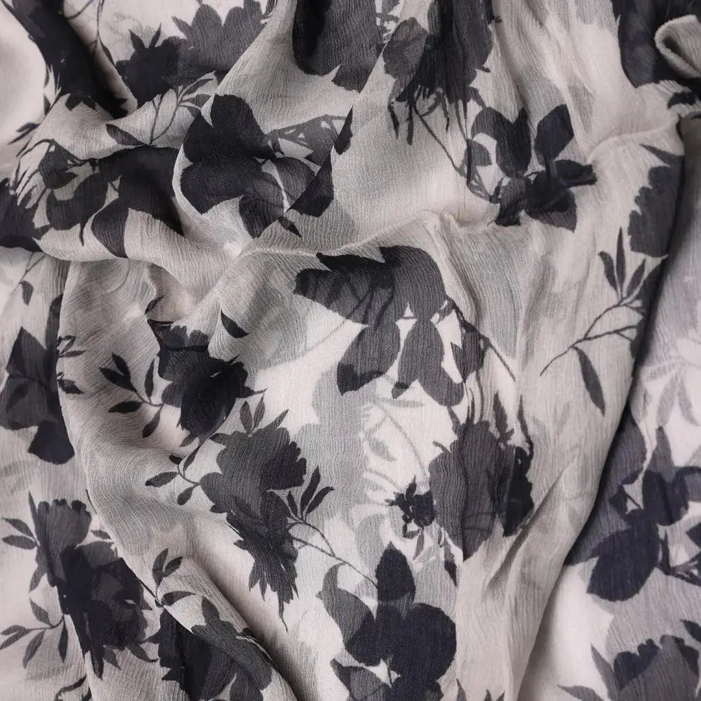 Black Floral Flower Digital Printed Fabric - Pure Chiffon – pch 0 ta08505 96 black floral flower digital printed fabric pure chiffon 3