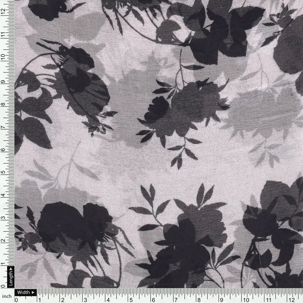 Black Floral Flower Digital Printed Fabric - Pure Chiffon – pch 0 ta08505 96 black floral flower digital printed fabric pure chiffon 4