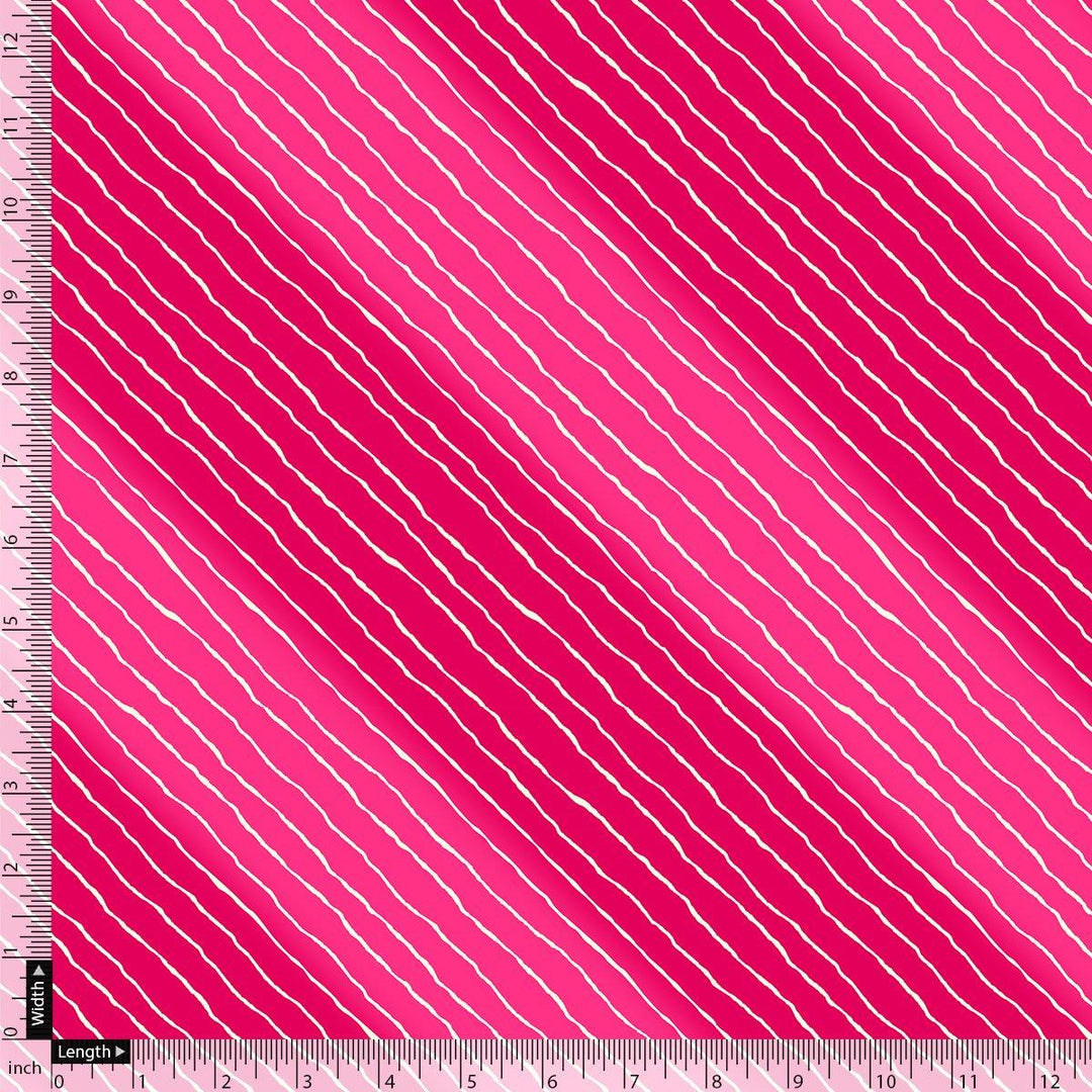 Lovely Pink Gradient Strips Wave Digital Printed Fabric - Pure Chiffon - FAB VOGUE Studio®