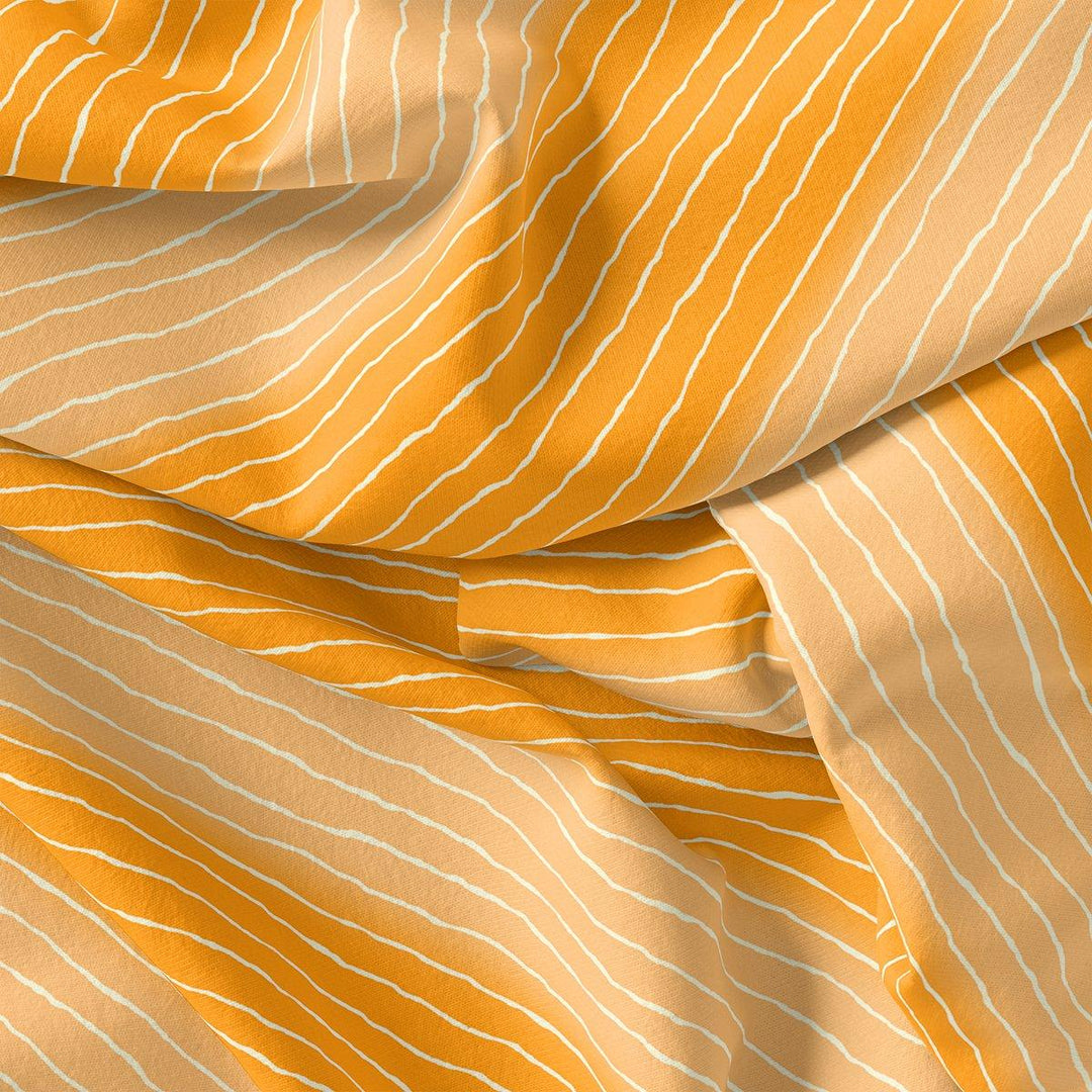 Decorative Yellow Gradient Strips Wave Digital Printed Fabric - Pure Chiffon - FAB VOGUE Studio®