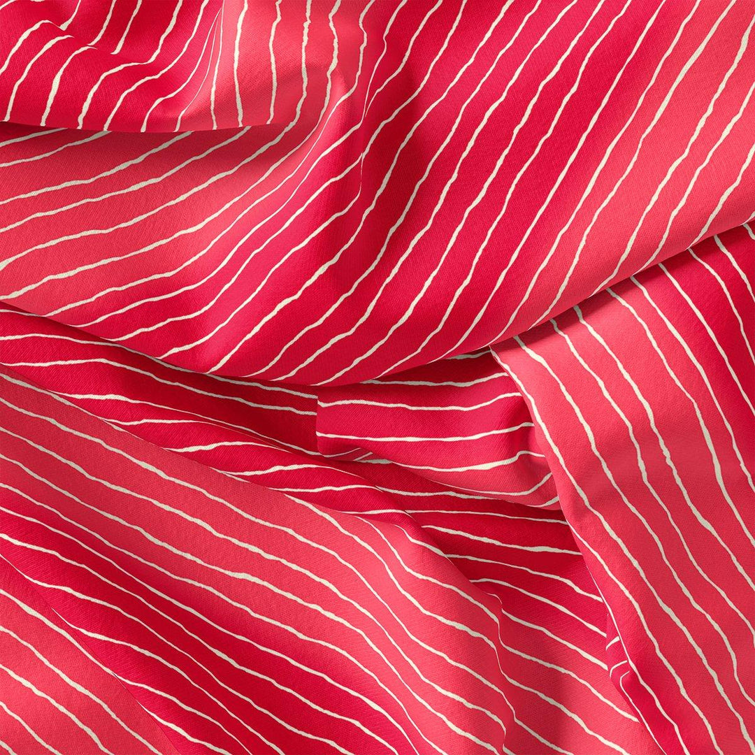 Multi Regimental Red Strips Digital Printed Fabric - Pure Chiffon - FAB VOGUE Studio®