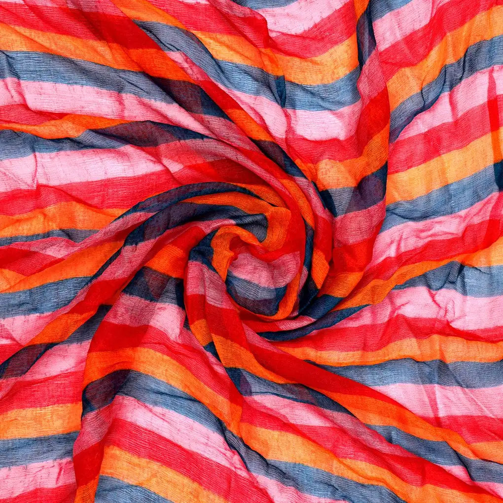Rainbow Colourful Breton Stripes Digital Printed Fabric - Pure Chiffon – pch 0 ta08573 96 rainbow colourful breton stripes digital printed fabric pure chiffon 1