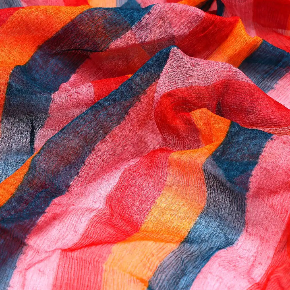 Rainbow Colourful Breton Stripes Digital Printed Fabric - Pure Chiffon – pch 0 ta08573 96 rainbow colourful breton stripes digital printed fabric pure chiffon 3