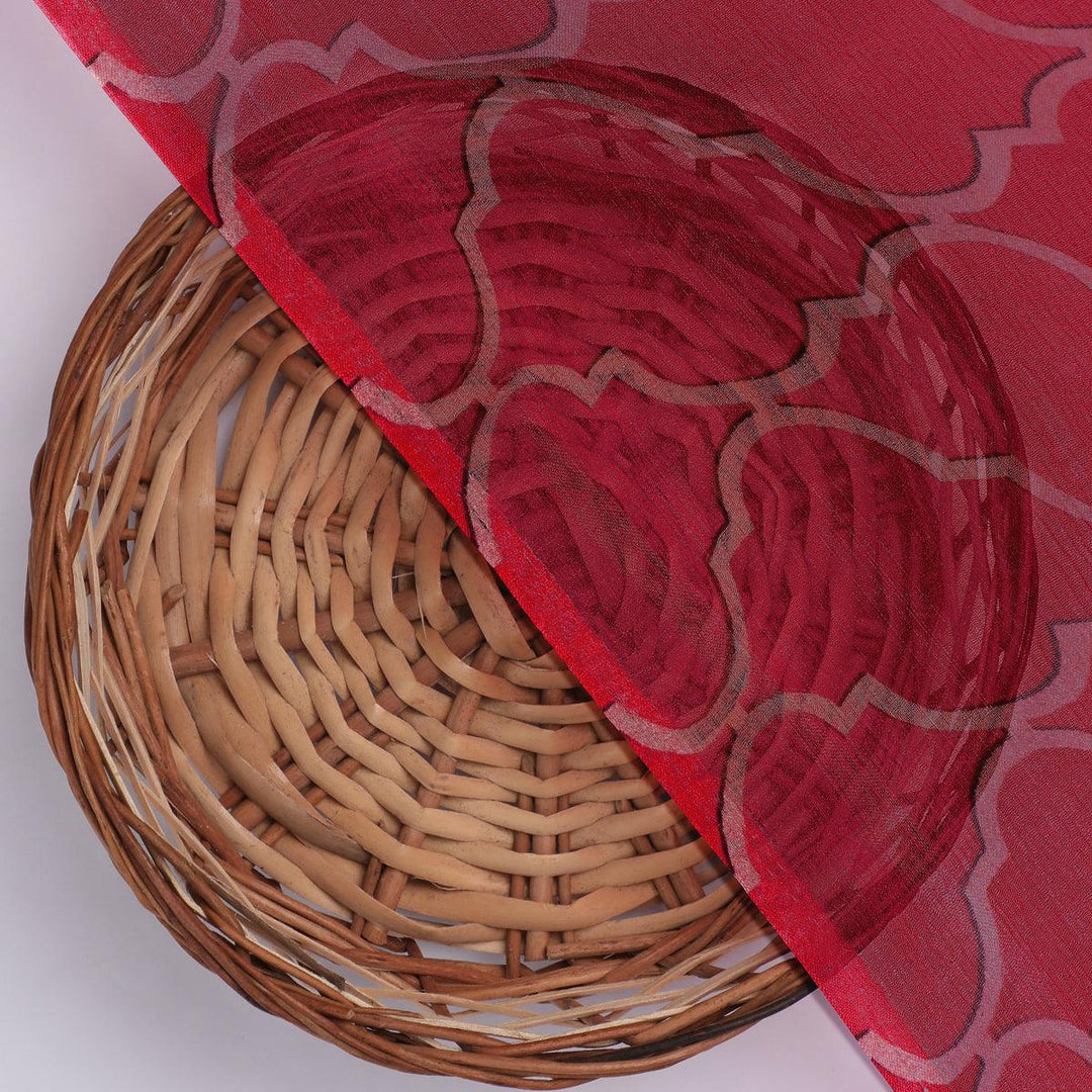 Pink Quatrefoil Patterns Digital Printed Fabric - Pure Chiffon - FAB VOGUE Studio®