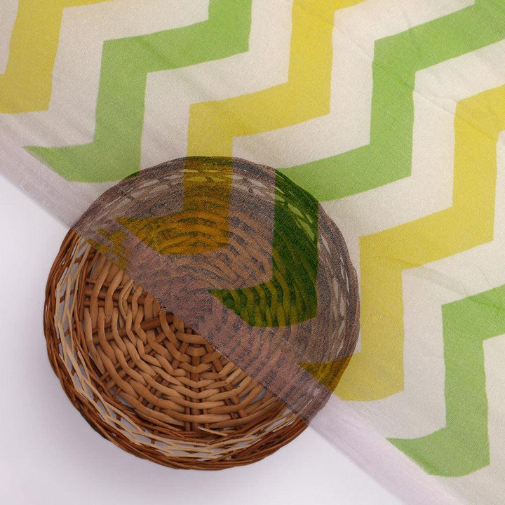 Endless Zigzag Pattern Digital Printed Fabric - Pure Chiffon - FAB VOGUE Studio®