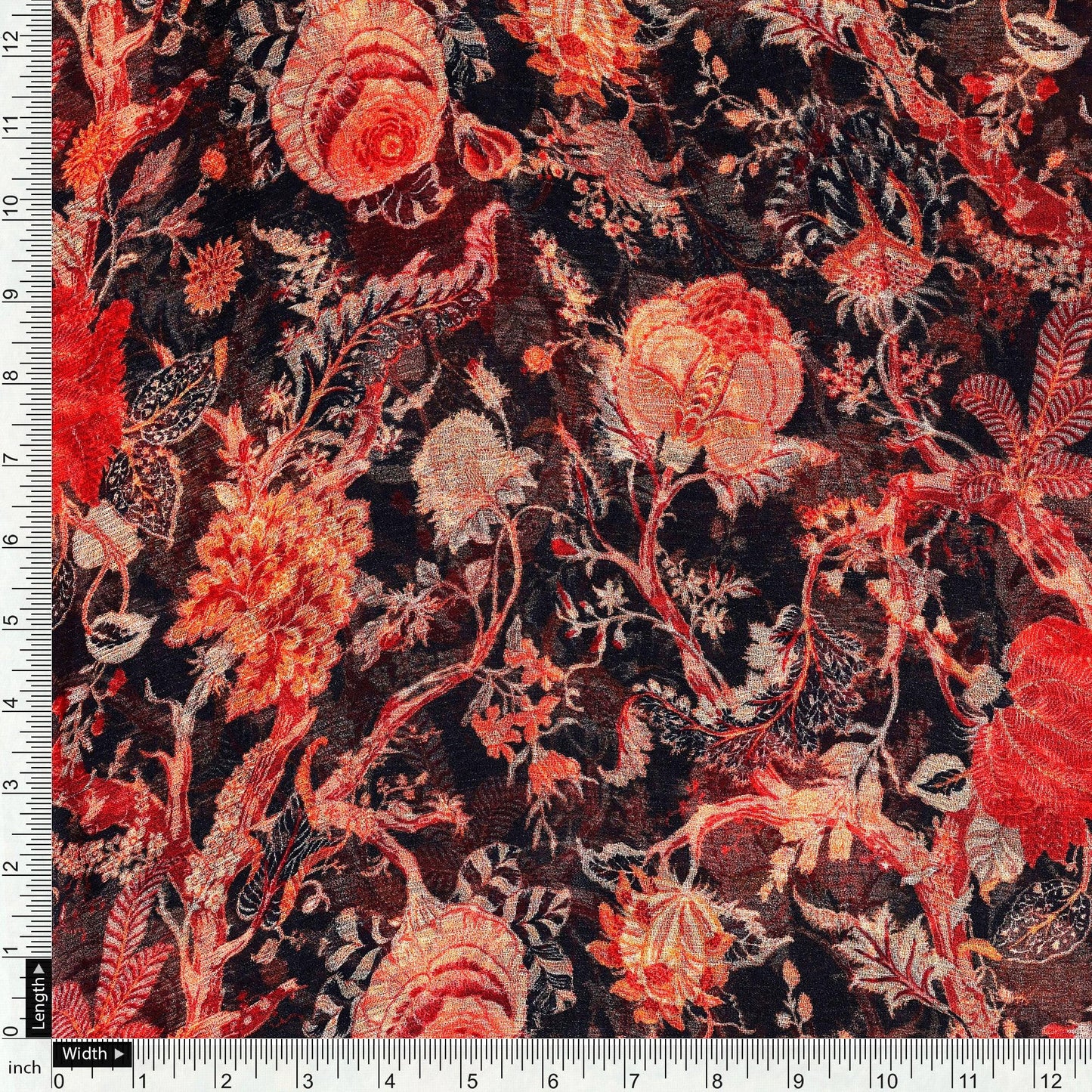 Japanese Chinoiserie Natural Digital Printed Fabric - Pure Chiffon - FAB VOGUE Studio®