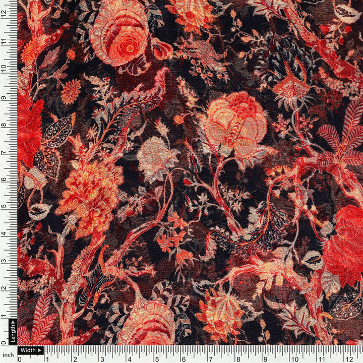 Japanese Chinoiserie Natural Digital Printed Fabric - Pure Chiffon - FAB VOGUE Studio®