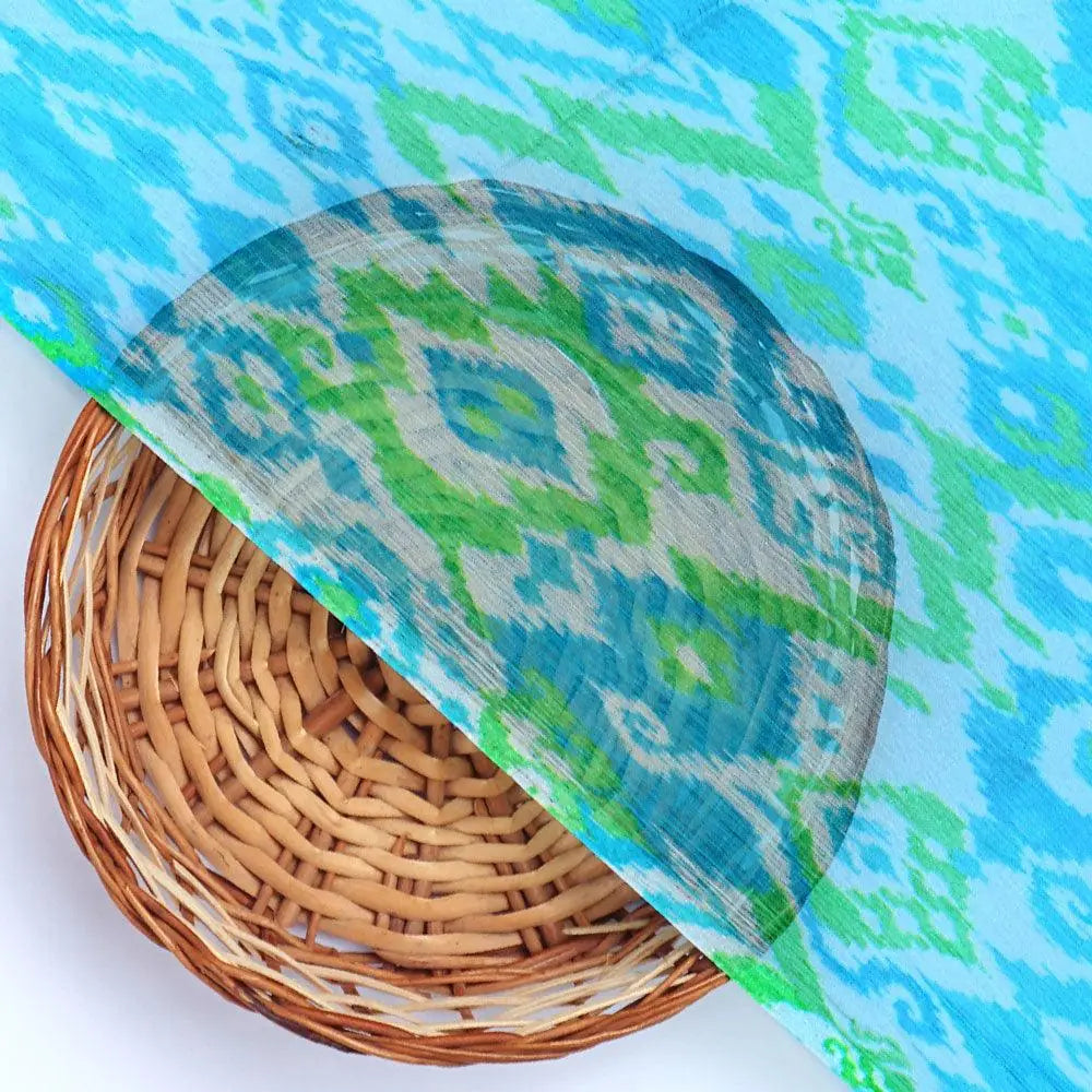 Morden Ikat Blurry Skyblue Digital Printed Fabric - Pure Chiffon – pch 0 ta08829 96 morden ikat blurry skyblue digital printed fabric pure chiffon 2