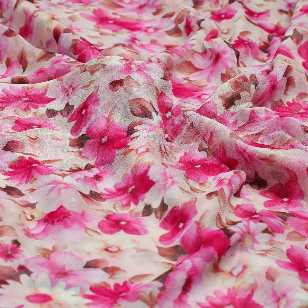 Pink Flower Printed Pure Chiffon Fabric – pch 0 ta09696 96 pink flower printed pure chiffon fabric 2