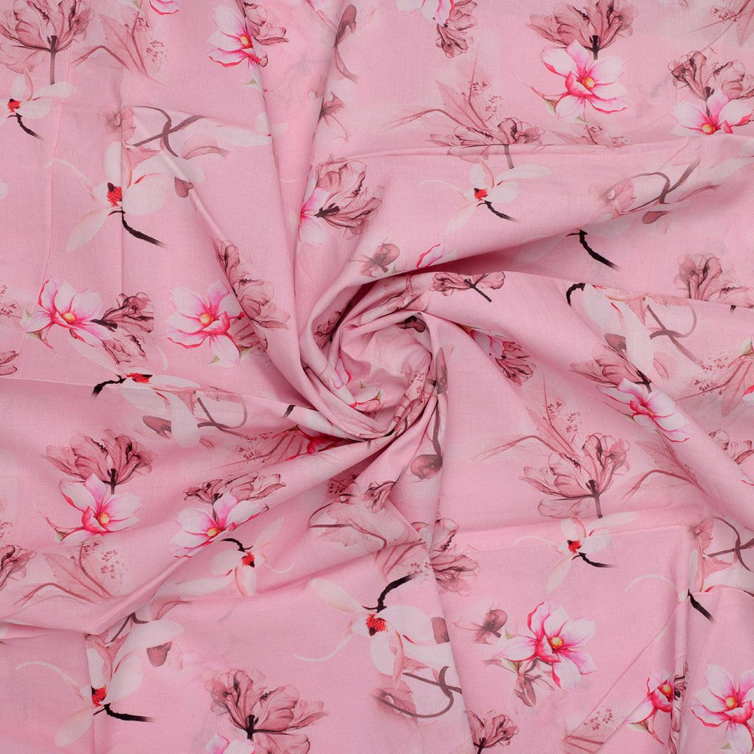 Pink Floral Digital Printed Fabric - FAB VOGUE Studio®