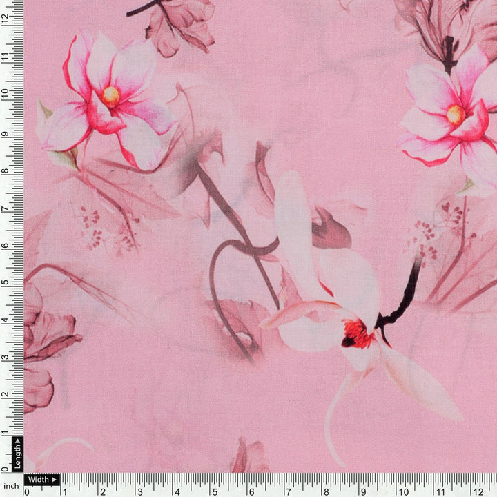Pink Floral Digital Printed Fabric - FAB VOGUE Studio®