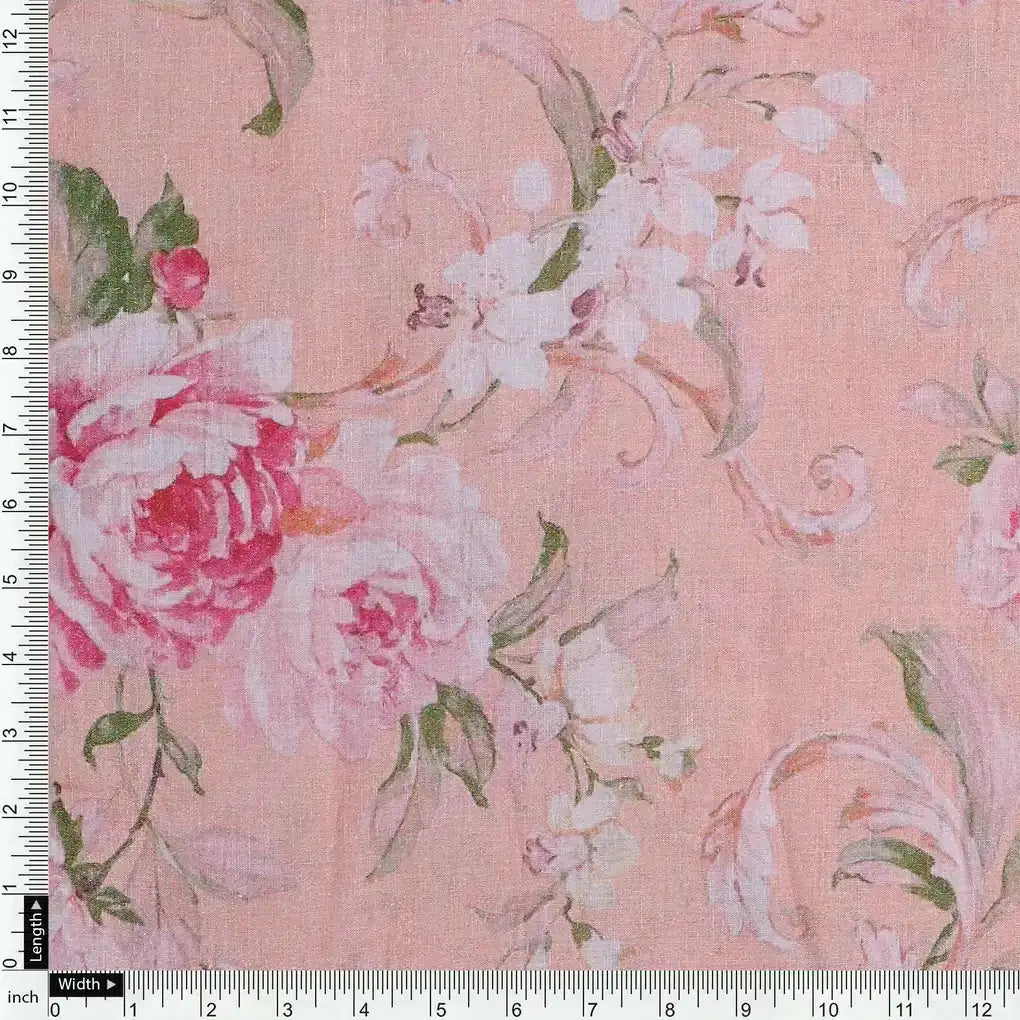 Peach Flower Pure Cotton Printed Fabric – pco 0 co9391 108 peach flower pure cotton printed fabric 4