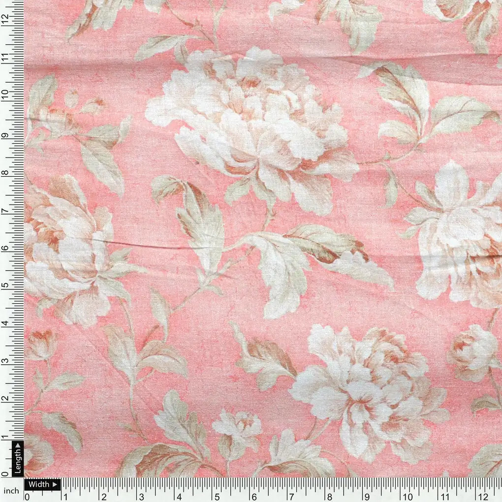 Pure Cotton Digital Printed Fabric - Peach Color & Floral Design – pco 0 fvs2022579 108 pure cotton digital printed fabric peach color and floral design 4