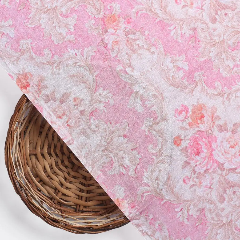 Pure Cotton Digital Printed Fabric in Decorative Floral Design and Pink Color – pco 0 fvs2022580 108 pure cotton digital printed fabric in decorative floral design and pink color 2