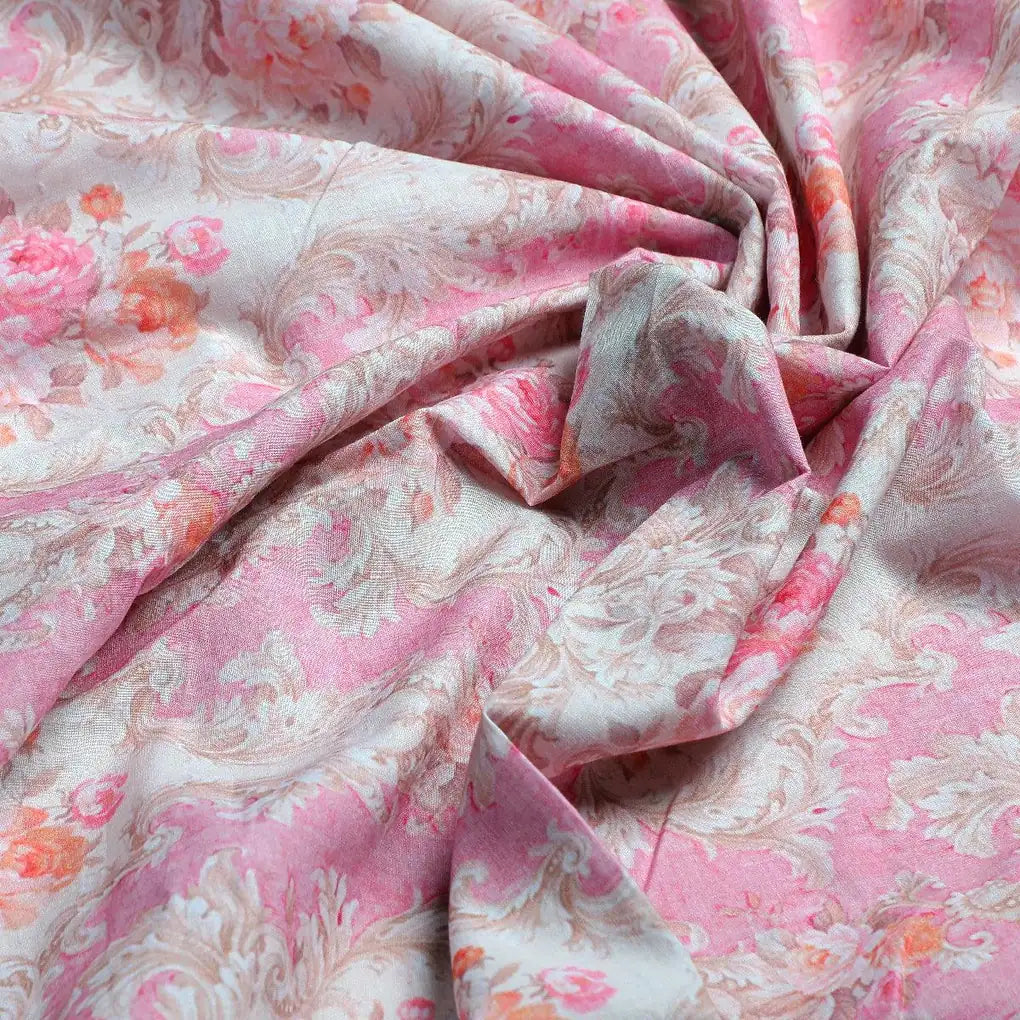 Pure Cotton Digital Printed Fabric in Decorative Floral Design and Pink Color – pco 0 fvs2022580 108 pure cotton digital printed fabric in decorative floral design and pink color 3