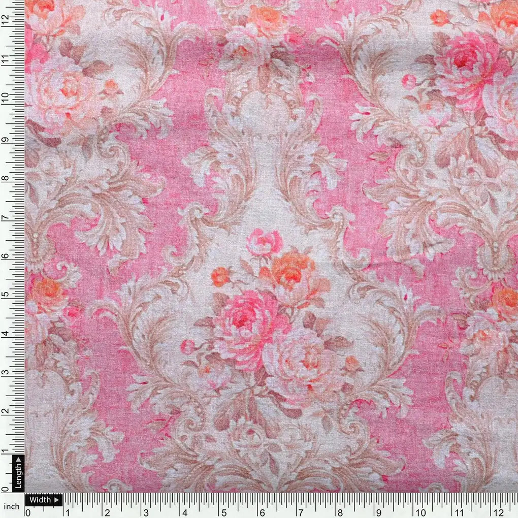 Pure Cotton Digital Printed Fabric in Decorative Floral Design and Pink Color – pco 0 fvs2022580 108 pure cotton digital printed fabric in decorative floral design and pink color 4