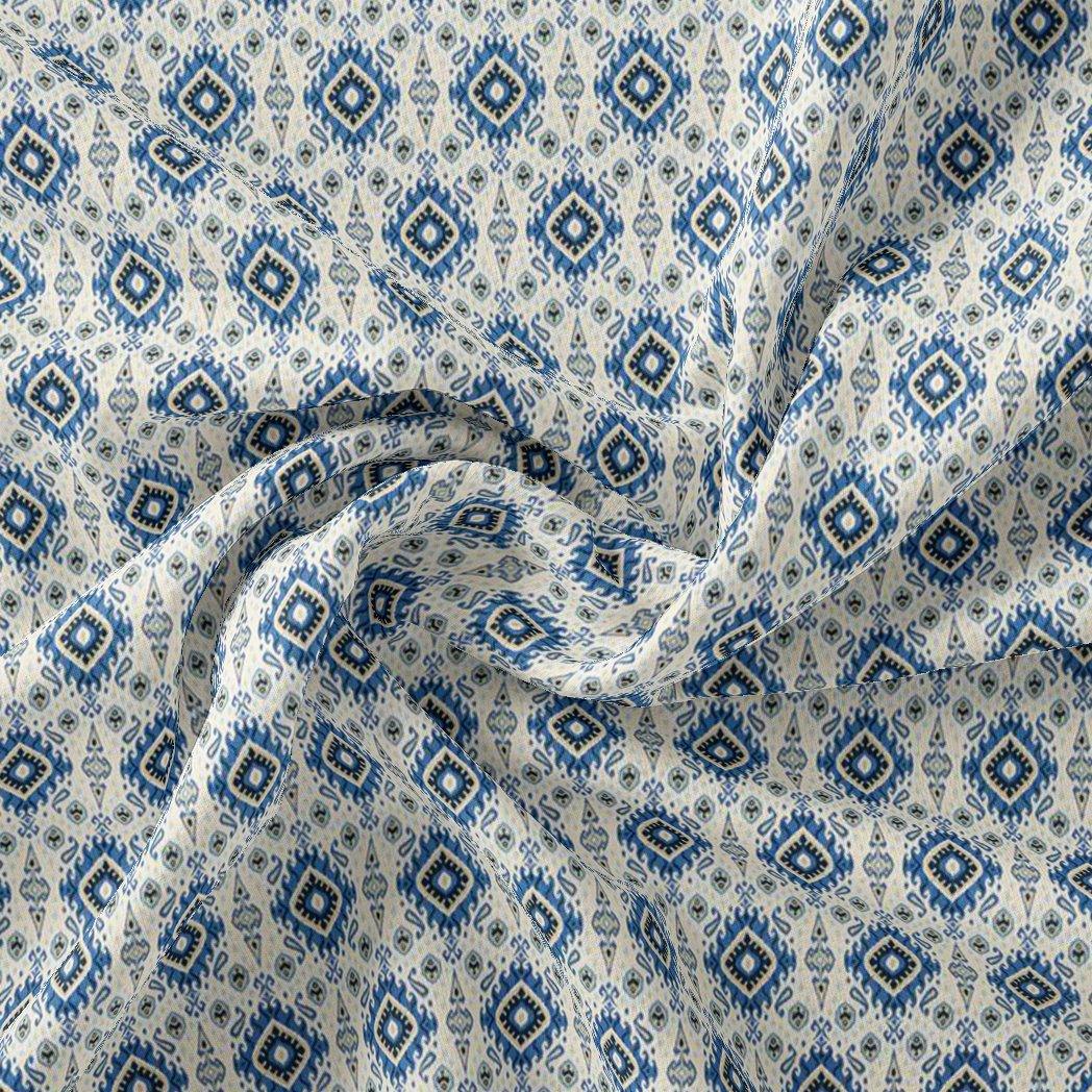 Tiny Blue Medallion Motif Digital Printed Fabric - Pure Cotton - FAB VOGUE Studio®