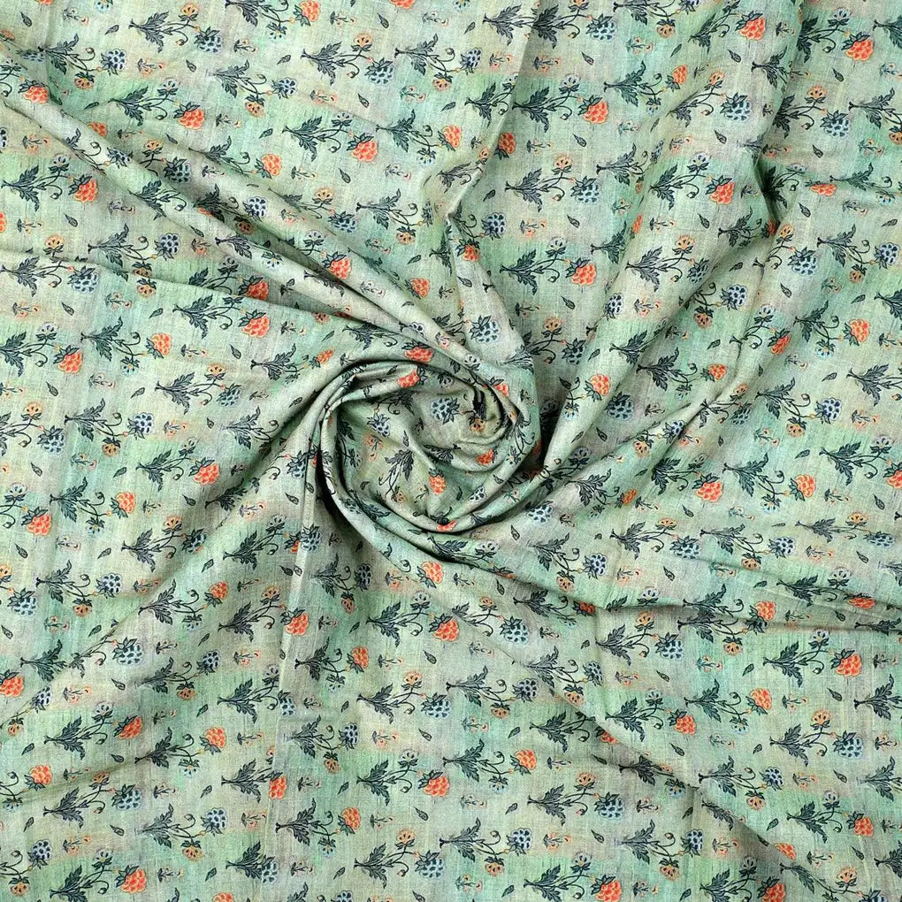 Beautiful Green Seamless Motif Flower Digital Printed Fabric - Pure Cotton – pco 0 ma0128 108 beautiful green seamless motif flower digital printed fabric pure cotton 1