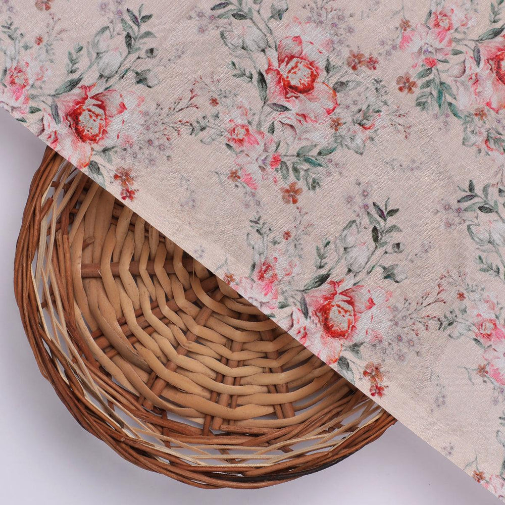 Cool Summer Carnation Flower Digital Printed Fabric - Cotton - FAB VOGUE Studio®