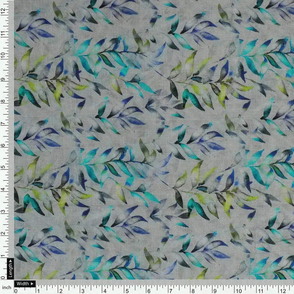 Green And Bluish Leaves Motif Digital Printed Fabric  - Pure Cotton – pco 0 ma013650 108 green and bluish leaves motif digital printed fabric pure cotton 4