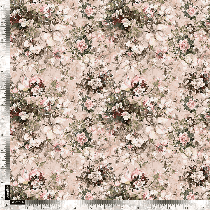 Maroon Floral Pure Cotton Printed Fabric Material - FAB VOGUE Studio®