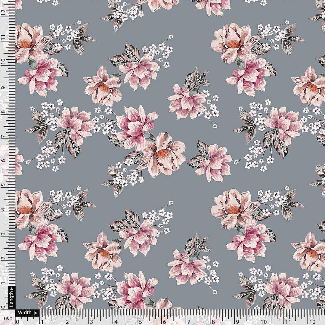 Decorative Tiny Chintz With Lily Digital Printed Fabric - Cotton - FAB VOGUE Studio®