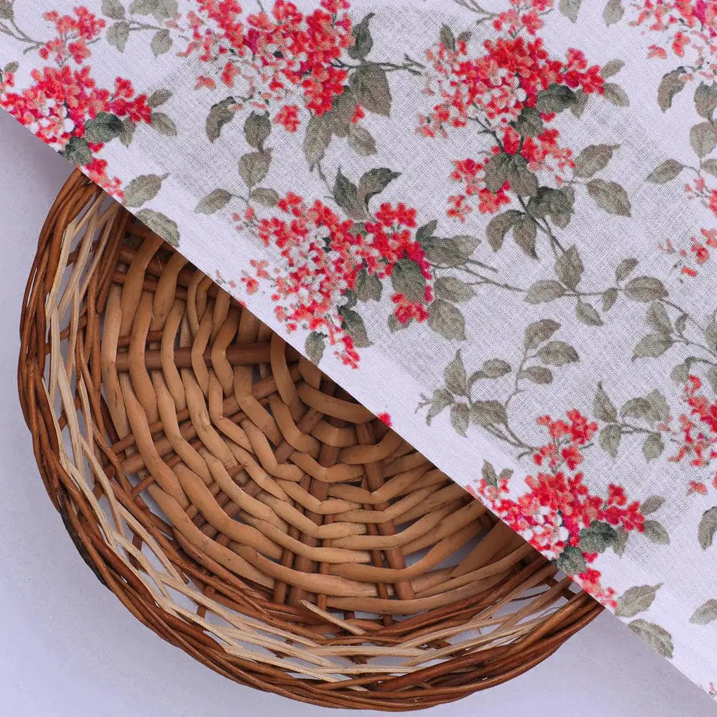 Tiny Daffodil Flower With Birch Leaves Digital Printed Fabric - Cotton – pco 0 ma016202 108 tiny daffodil flower with birch leaves digital printed fabric cotton 2