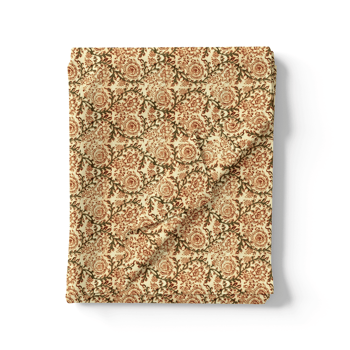 Golden Festive Pure Cotton Printed Fabric Material - FAB VOGUE Studio®