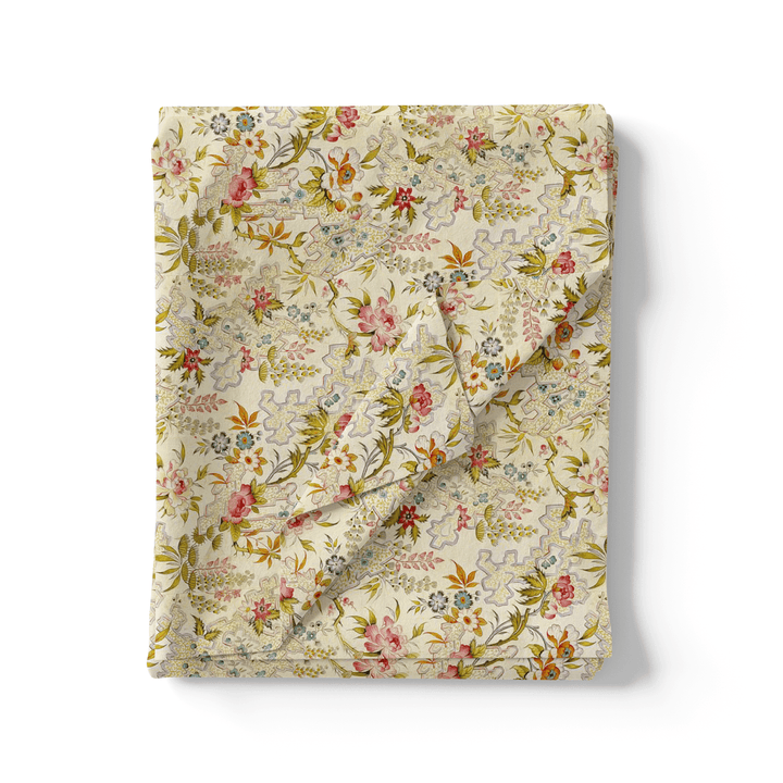 Green Floral Pure Cotton Printed Fabric Material - FAB VOGUE Studio®