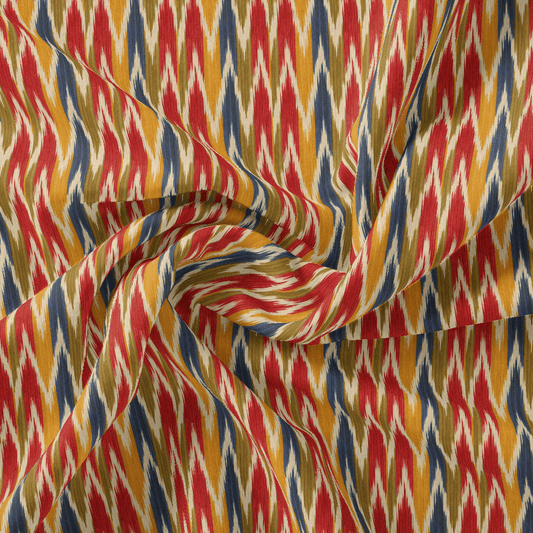 Beautiful Multicolour Ikat Digital Printed Fabric - Pure Cotton - FAB VOGUE Studio®