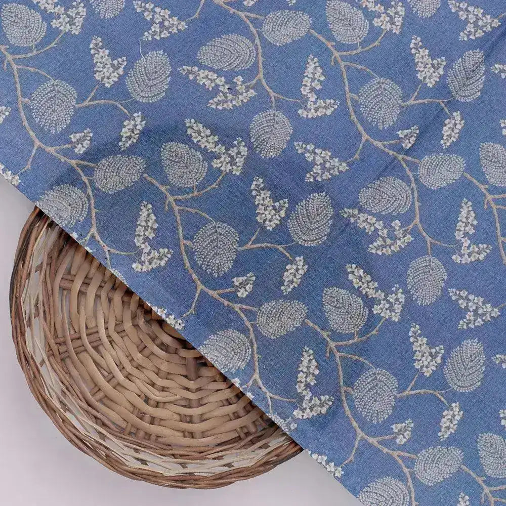 White Jasud Flower With Stalk Digital Printed Fabric - Pure Cotton – pco 0 ma02863p3 108 white jasud flower with stalk digital printed fabric pure cotton 2