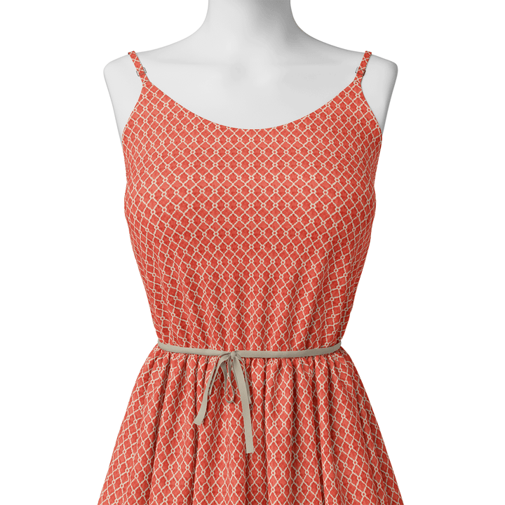 Orange Repeat Rhombus Lattice Digital Printed Fabric - Pure Cotton - FAB VOGUE Studio®